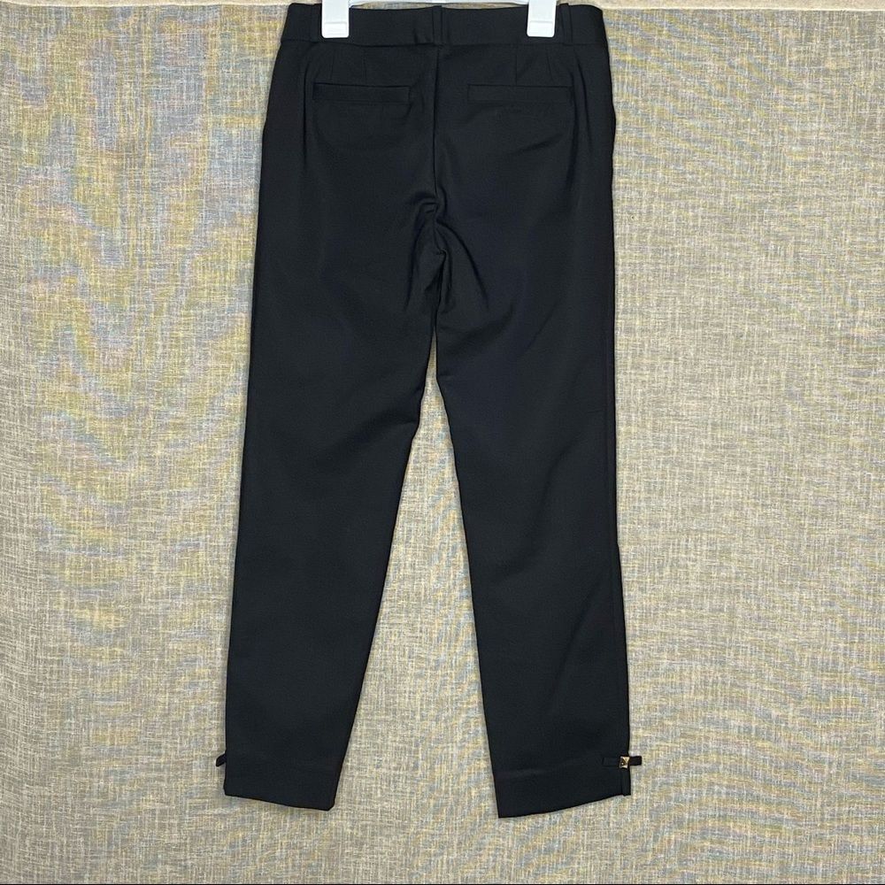 Kate Spade Jackie Dress Pants Bow Cuff Gold Stud Black Cropped Capri Size 00